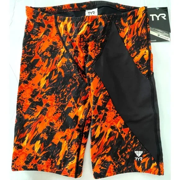 TYR Durafast Elite GLISADE Diverge Jammer Men Swim - Black Orange Size 32 - $55 - Picture 1 of 7